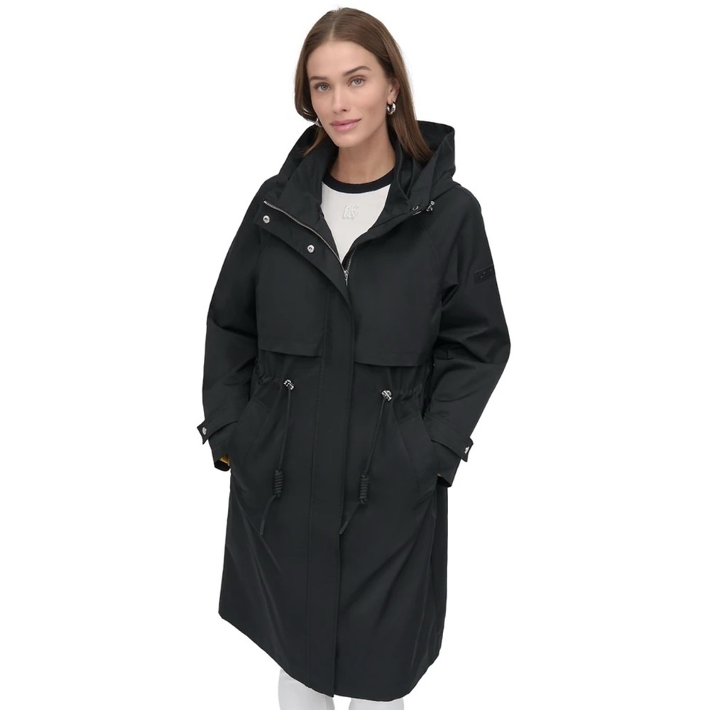 Dkny Women's Hooded Zip-Front Long Anorak Coat